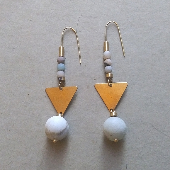 Amazonite 'Triangulated' Earrings - Picture 2 of 3